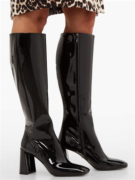 prada knee high|Black Leather Boots .